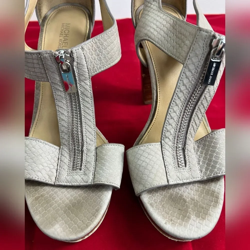 Michael Michael Kors Berkeley Snakeskin Leather T-Strap Platform Sandals, 8 - Picture 7 of 14